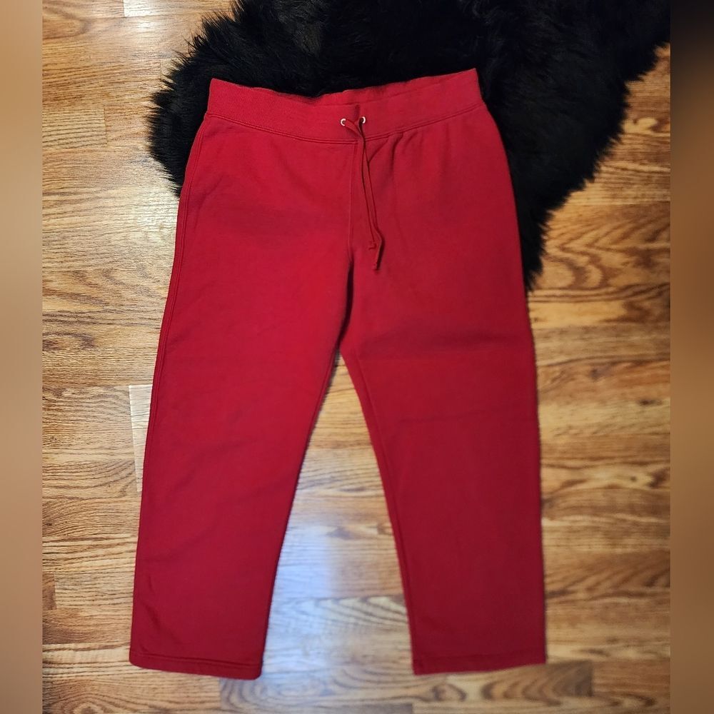 St. John's Bay Active Straight Leg Fleece Sweat Pants Heavyweight Red Size L